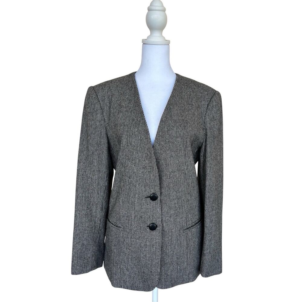 VTG Stephen Douglas Ltd Houndstooth Wool Blend Blazer Sz 10 Old Money